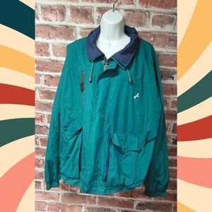 Dunbrooke Windbreaker 2XL | Vintage 90s Green Blue Full Zip Retro Jacket